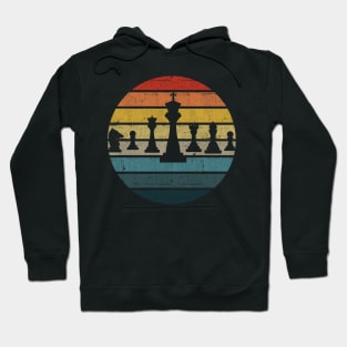 Chess Silhouette On A Distressed Retro Sunset design Hoodie